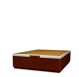 Cama modelo ZAPATERO ESTANTES en madera con tapa tapizada en color blanco