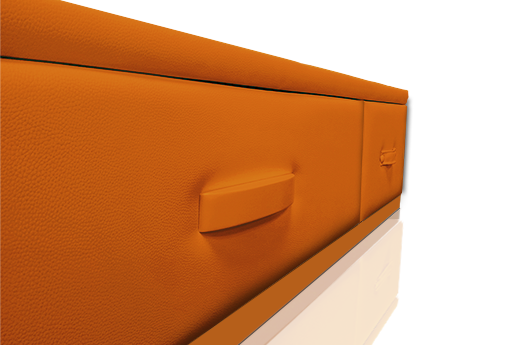 color naranja para la cama con cajones