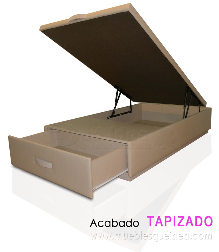 Canapé abatible con cajón en el frontal de 90x190 fabricado por Qué Idea Hogar