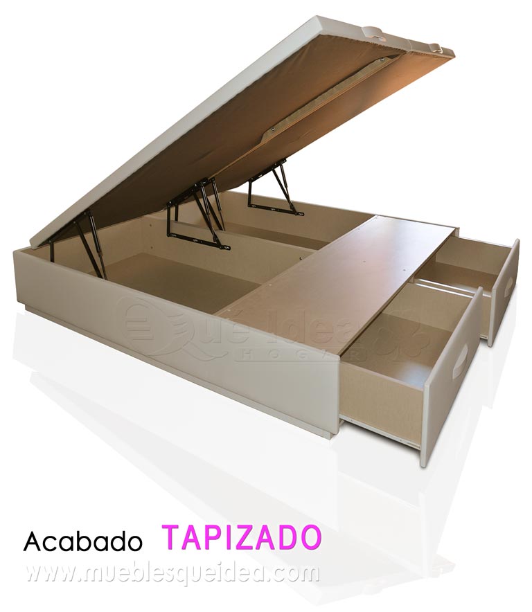Canapé de matrimonio con tapa abatible y cajones frontales de Qué Idea Hogar