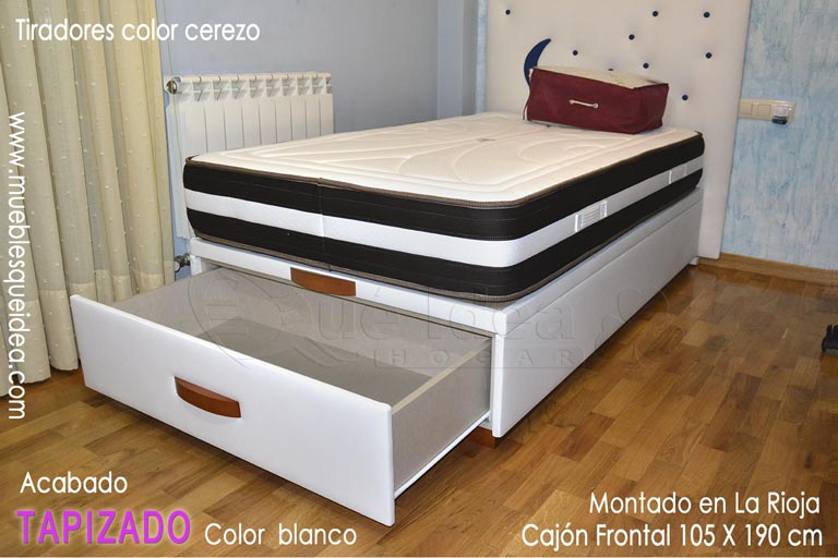 ejemplo montado de un Canapé abatible individual blanco mas colchón viscoelástico en La Rioja