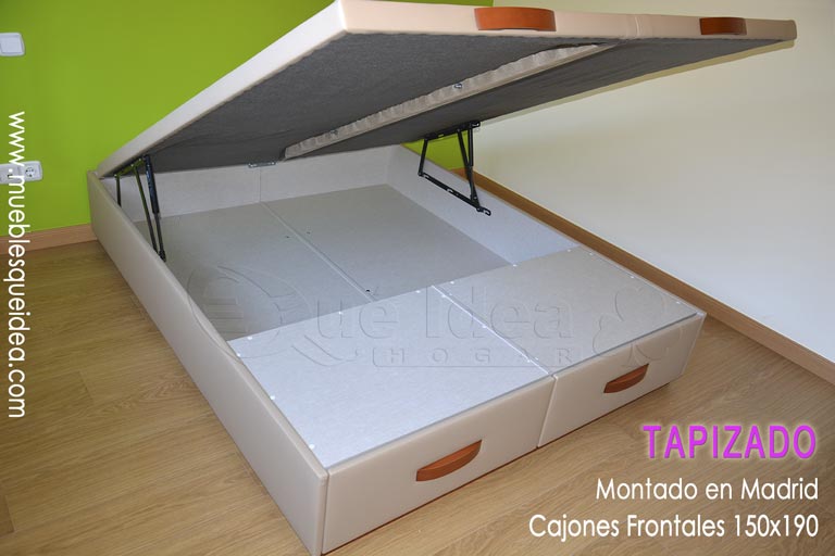 ejemplo entregado en casa de cliente en Madrid de un Canapé de tapa abatible con cajones de matrimonio