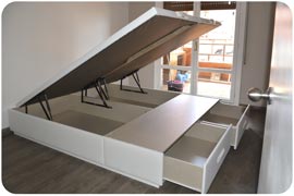 Canapé de tapa abatible con cajones frontales