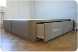 Canapé de cajones laterales para dormitorio moderno en Madrid