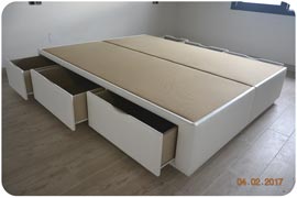 Canapé de cajones laterales blanco montado en Teruel