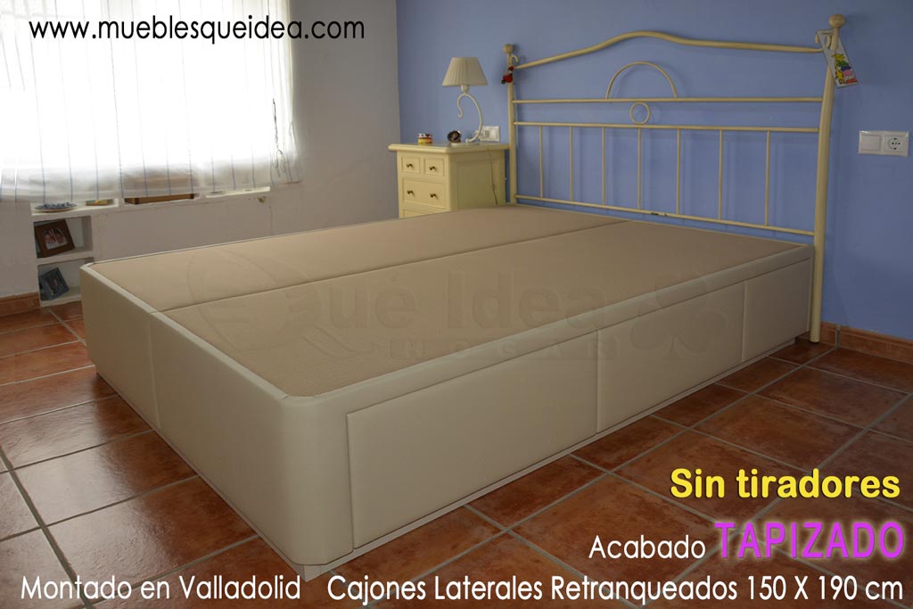 Canapé con los cajones en los laterales tapizado sin tiradores montado en Valladolid