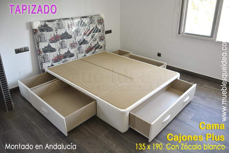 Canapé de tapa abatible color negro con cajones de apertura lateral en los pies de la cama