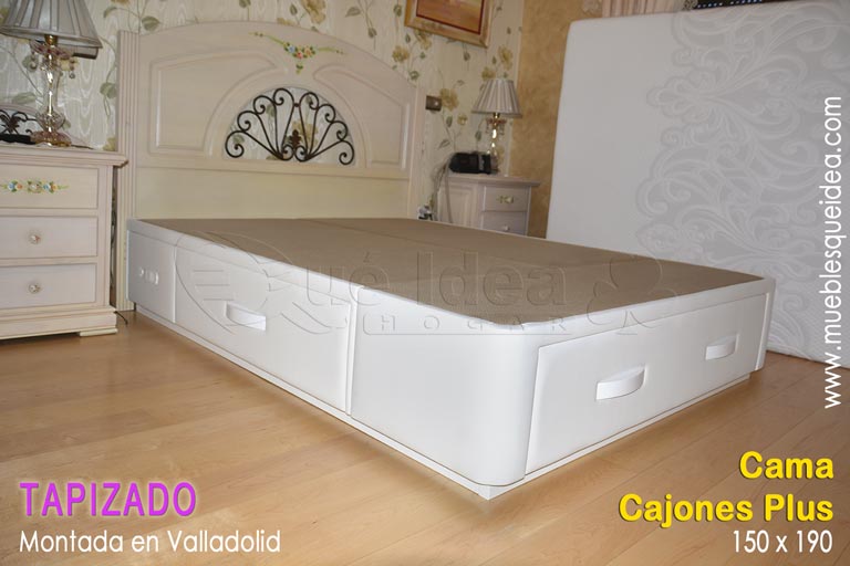 Montaje realizado de una cama con cajones en Valladolid color blanco de 150x190