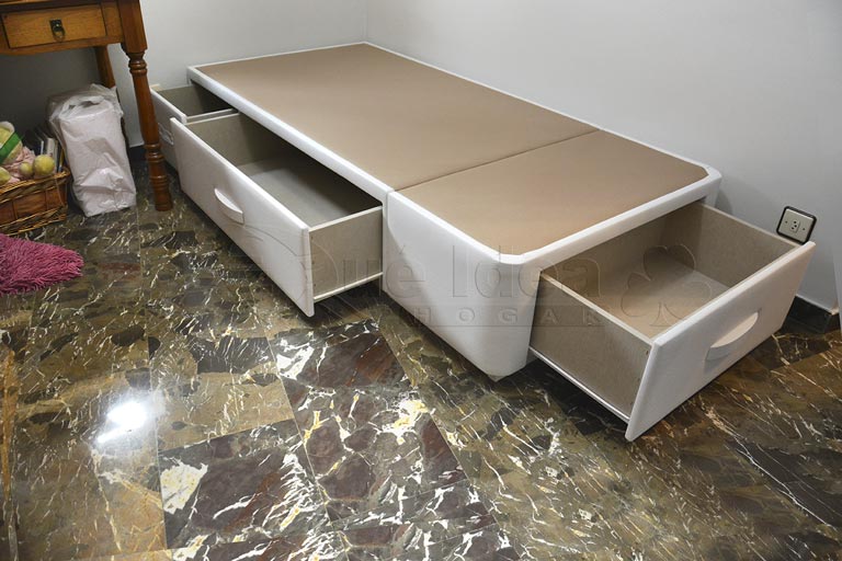 Cama Canapé de cuerpo con cajones Plus color blanco de 90 por 190cm.