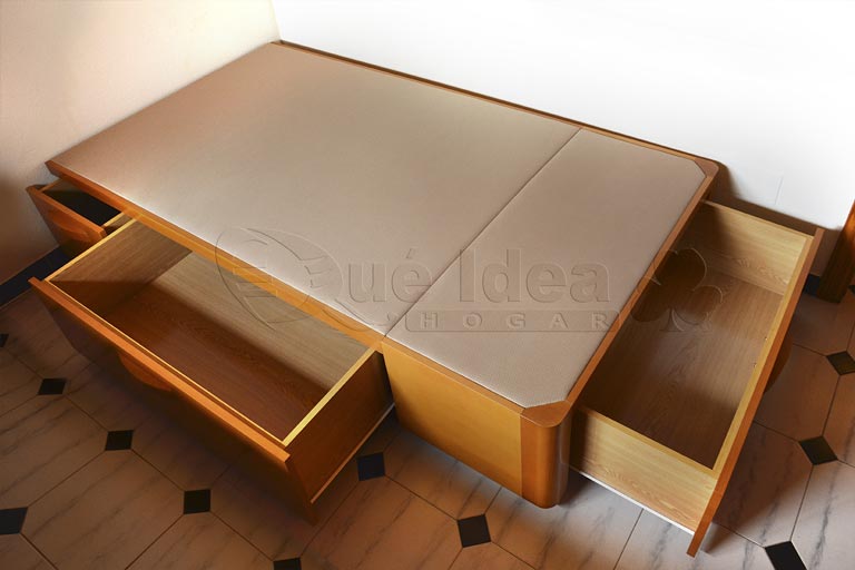 Cama individual con cajones de 90 por 200 cm acabado en madera Natural color pino Miel