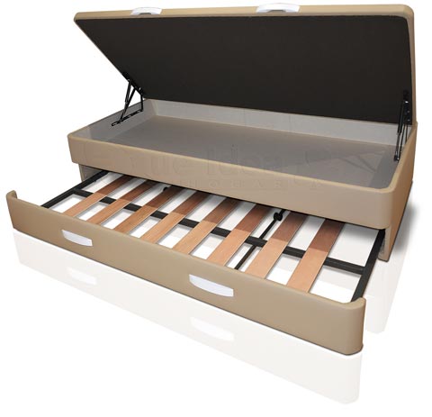 Canapé cama individual con arcón y cama supletoria nido