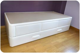 Cama con cajones y nido individual sin tiradores