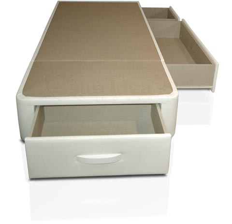 Cama tapizada individual modelo Cajones Plus