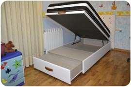 Canapé individual de 90x190 abatible con colchón visco y cajones