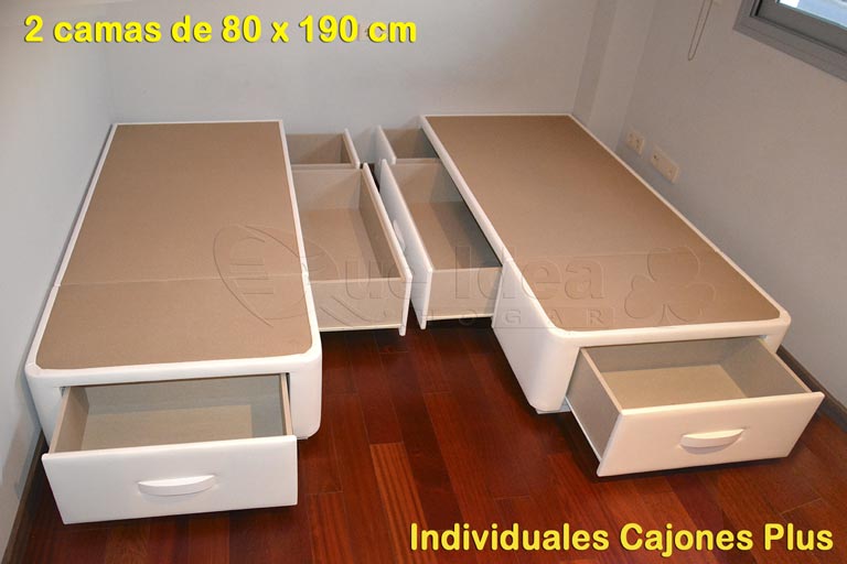 Dos camas con cajones de 80cm de ancho modelo Cajones Plus montadas en el mismo dormitorio