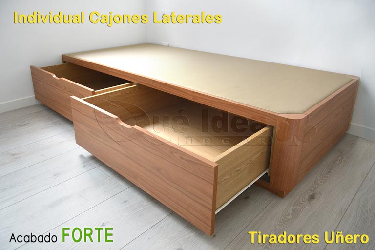 Canapé individual con Cajones iguales en un lateral acabado FORTE(Tablero de melamina sintético canteado en PVC a juego