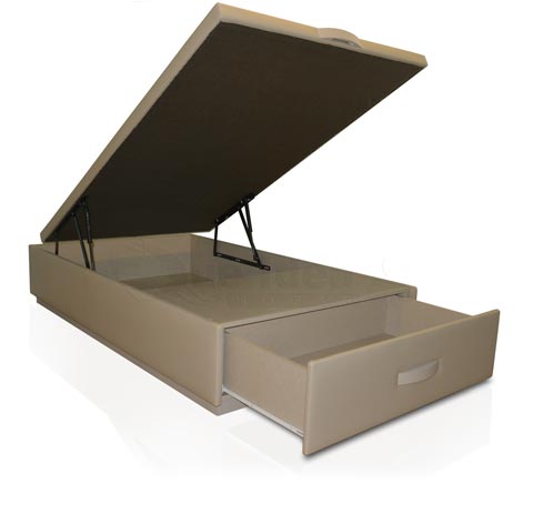 Canapé individual de tapa abatible con un cajon en los pies