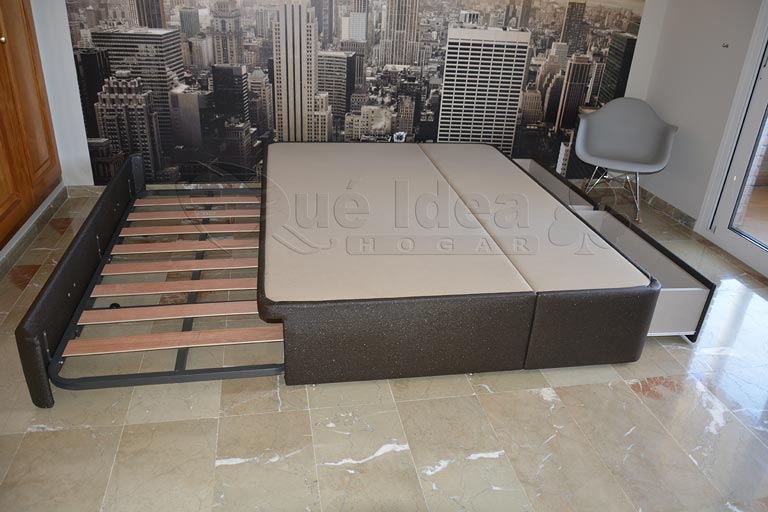 Cama individual nido con cajones la podemos ver abierta por ambos laterales