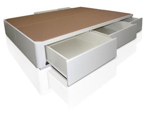 Canapé de madera con cajones laterales blanco sin tiradores