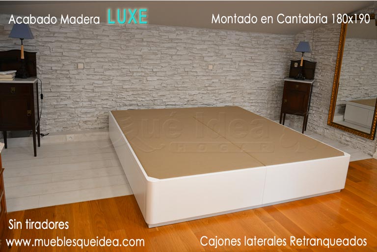 Canapé de cajones laterales retranqueados sin tiradores grande 180x190 montado en Cantabria cml-6zr