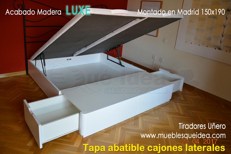 Canapé de 150x190 abatible con cajones en los pies de apertura lateral montado en Madrid