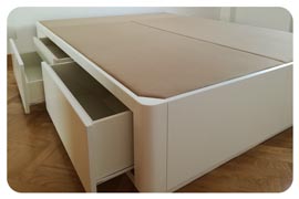 Canapé cajones laterales gaveta abiertos