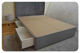 Cama canapé con cajones lacado color gris