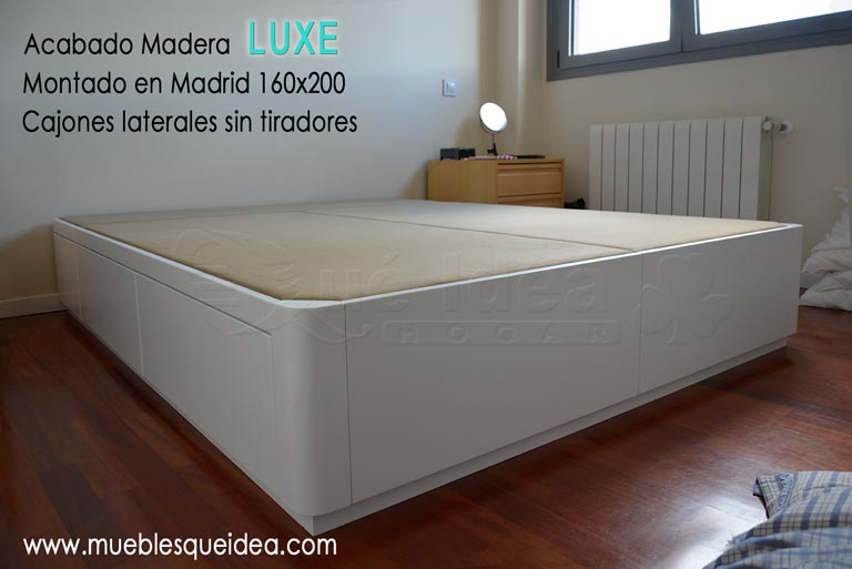 Canapé cama con seis cajones laterales sin tiradores en madera de 160x200 cm acabado luxe montado Madrid