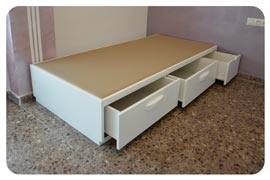 Canapé individual con cajones laterales 90x190 esquinas rectas