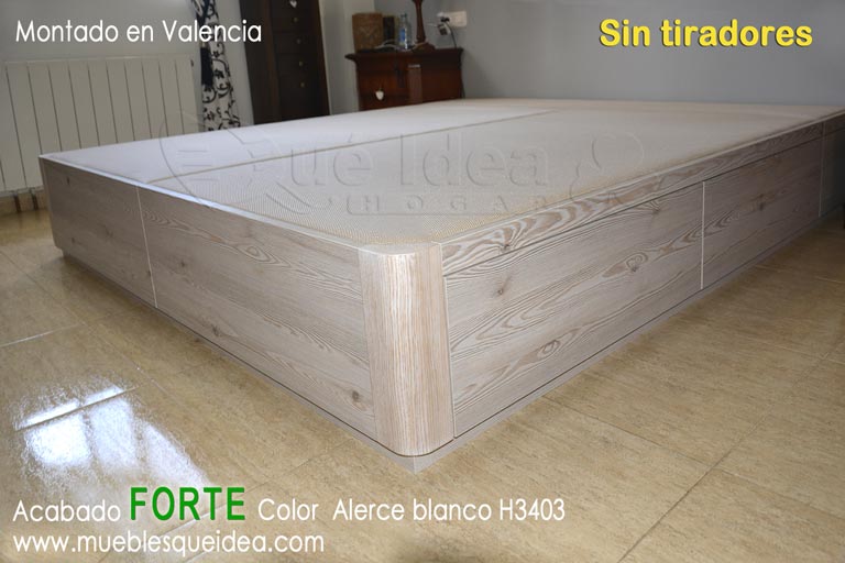 Canapé de madera con cajones laterales sin tiradores color Alerce Blanco H3403