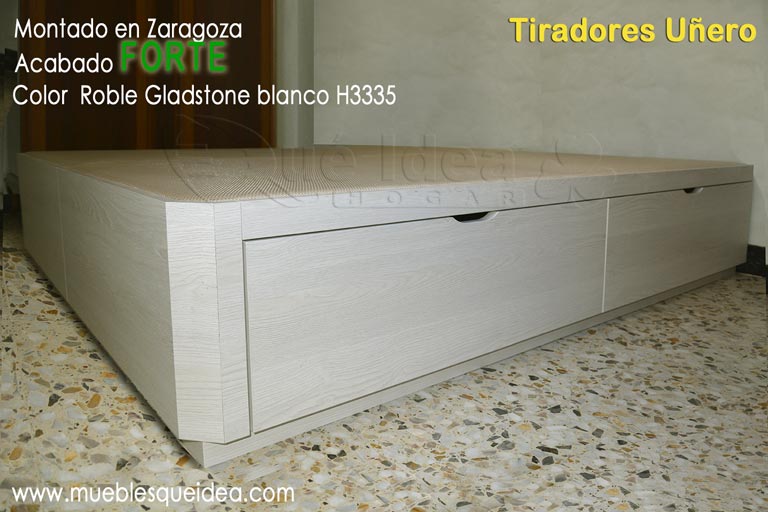 Canapé de madera con cajones laterales iguales color Roble Gladstone blanco H3335