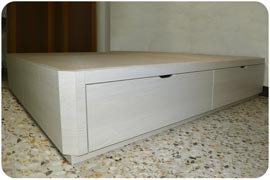 Canapé de madera con cajones laterales iguales montado en Zaragoza color Roble Gladstone blanco