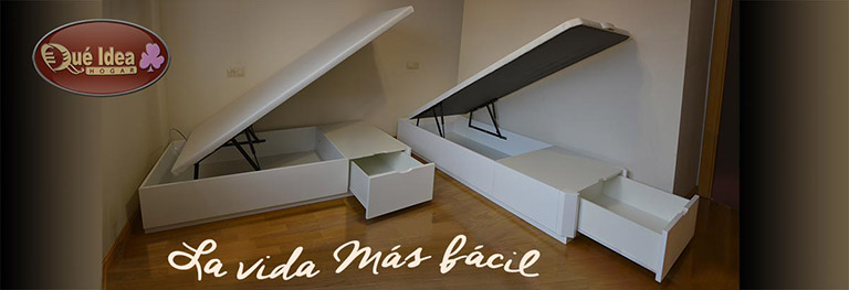 Dormitorio con dos canapés de taba doble abatible individuales con acabado en madera LUXE color blanco