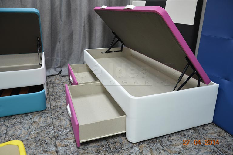 Canapé arcón abatible individual con dos cajones cajones en Qué Idea Hogar