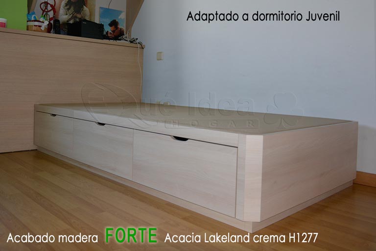 Canapé de cajones Laterales individual adaptado a dormitorio Juvenil