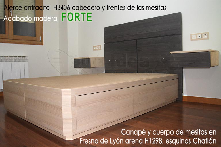 Canapé modelo Cajones Laterales de Color Alerce Antracita H3406