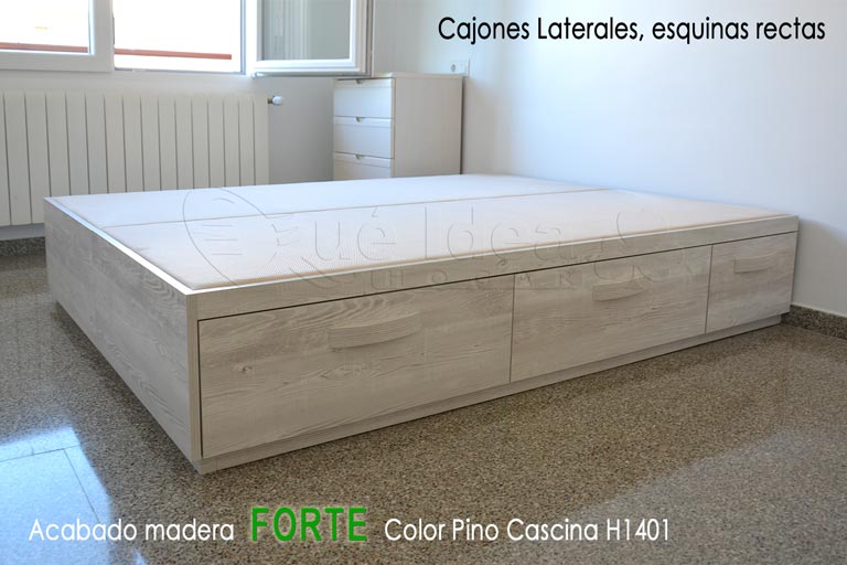 Ejemplo de un canapé de cajones modelo Plus con tiradores Uñeros Color Fieetwood Marrón H3453