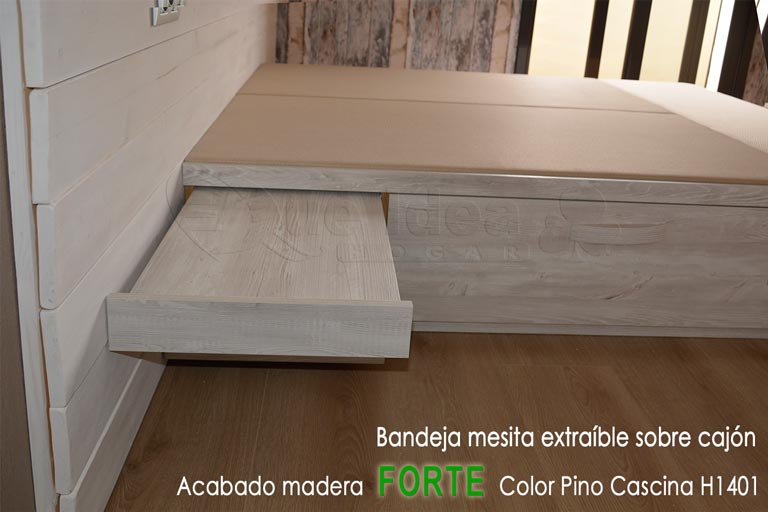 Mesita bandeja extraible en el cajón retranqueado del canapé de cajones laterales Color Pino Cascina H1401