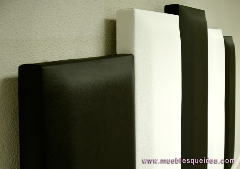 cabecero de cama modelo Benidorm con detalle del tapizado en polipiel (Serie A) ELFOS balco y negro