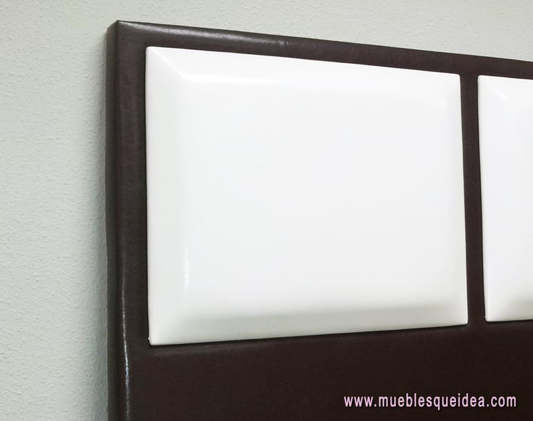 Detalle del cabecero tapizado modelo Sueca en colore combinados