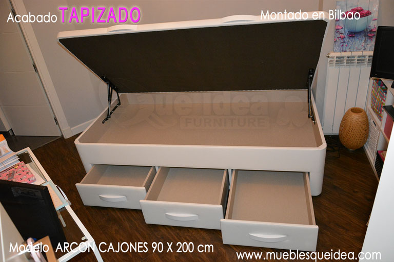 Cama supletoria blanca con cajones y abatible de 90cm por 200cm montada en Bilbao