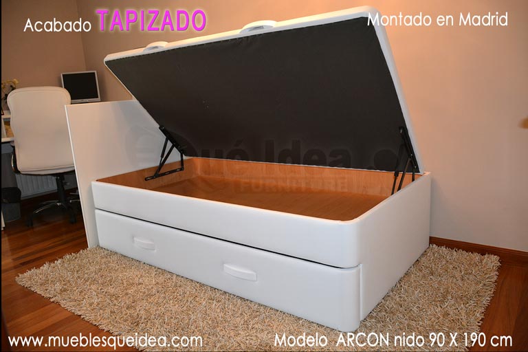 Canapé nido arrastre blanco puerta abatible abierta montado en Madrid