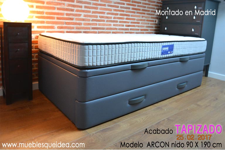 Canapé cama nido montado en Madrid color gris de 90 x 190