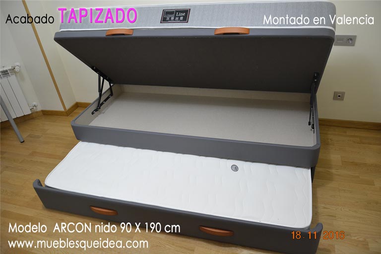 Canapé Cama Nido gris montado en Valencia colchones incluidos