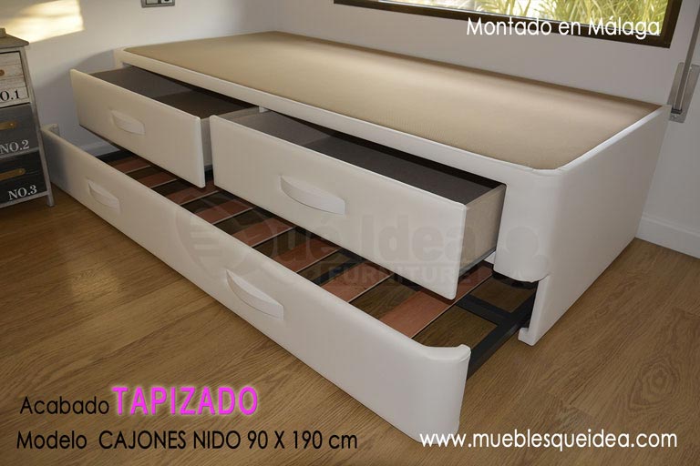 nido y cajones todo abierto en un mismo mueble tapizado y montado en Andalucía