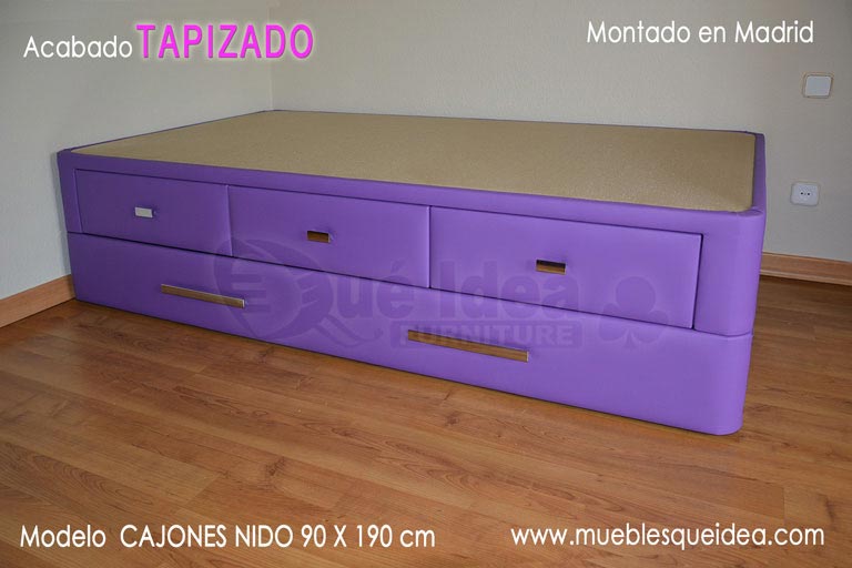 Cama supletoria con cajones arriba y nido abajo con escritorio a medida