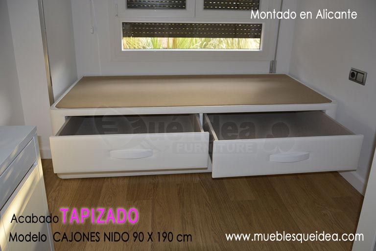 Cama supletoria doble y cajones para dormitoriocon poco espacio en alicante