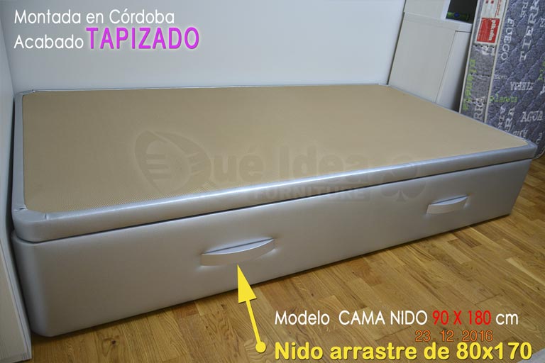 Cama nido supletoria fabricada a medida especial de largo con somier a medida montada en Córdoba