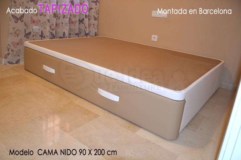 Cama supletoria canguro nido montada en Barcelona en colores combinados
