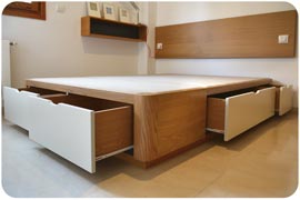 Cama de madera con cajones Plus de acabados combinados montado en Santander